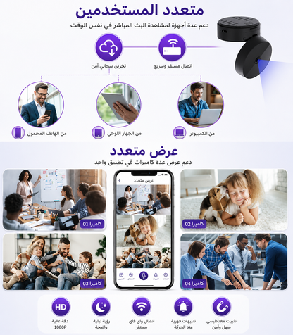 كاميرا مراقبة واي فاي صغيرة بدقة 1080P مع رؤية ليلية وكشف الحركة ومراقبة عبر الهاتف